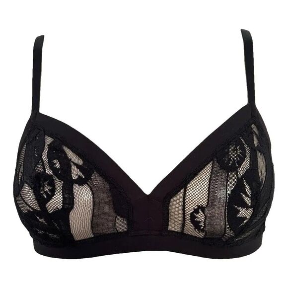 NWT ERES Mirielle Banded Lace Triangle Bralette in Black Size 34A - Picture 1 of 12